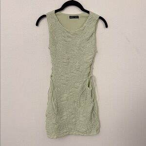 Light Green Textured Mini Dress